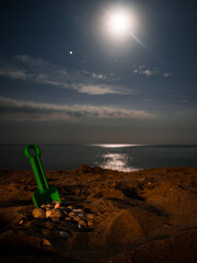 super bright moon on the beach