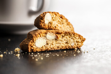 Sweet italian cantuccini cookies. Almonds biscuits.