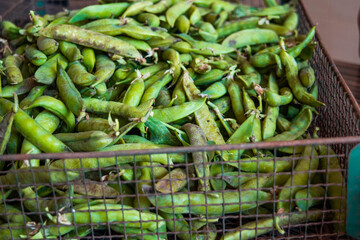 fresh green beans in a basket