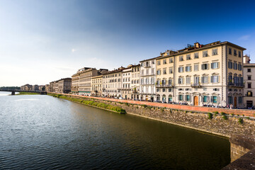 Fototapeta na wymiar Panoramic view of the Florence city and Arno river in Italy.