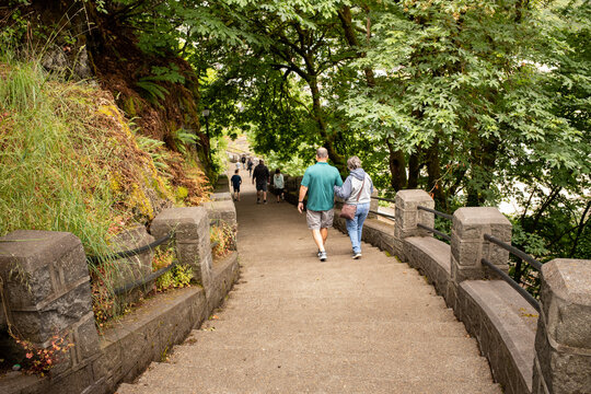 Walking Down Stairs In Park 