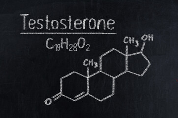Black chalkboard with the chemical formula of testosterone