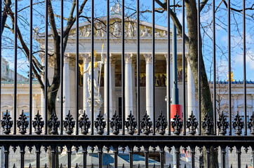 Parliaments building and iron fence at Vienna, Austria