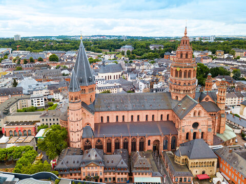 Mainz cathedral aerial view, Germany