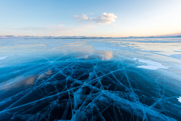 The popular sights of Lake Baikal in Russia, the stunning winter landscape.