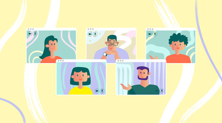 People talk to each other on the computer screen