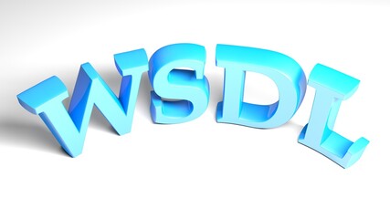 WSDL blue bent write on white background - 3D rendering illustration