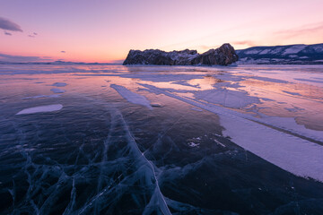 The popular sights of Lake Baikal in Russia, the stunning winter landscape.