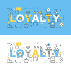 Vector illustration of loyalty program with icons and text for app, web, graphic design, banner, background. Marketing concept. Discount coupon and rewards for customers. Shopping bonus system