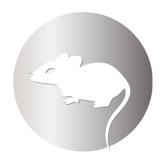 White mouse. White rat. Metal background. New Year 2020. Year of the rat. Eastern calendar. Chinese New Year. Eastern zodiac. Hand drawing. Cute rat.