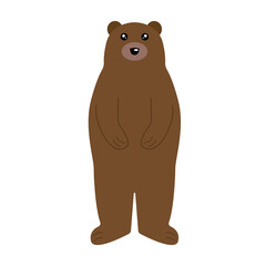 Vector illustration of a cute grizzly bear. Simple, flat style.