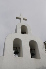 greek style church tower in playa del carmen, mexico