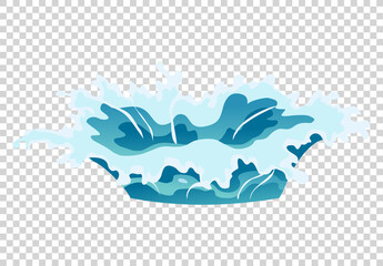 Vector frame water splash for game animation. Water explosion special effect fx animation frame on transparent background