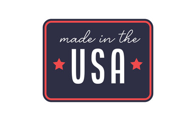 Made in USA badge. United States of America flag colors. American patriotism sign.