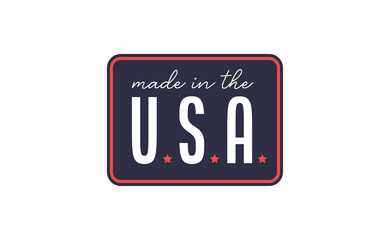 Made in USA badge. United States of America flag colors. American patriotism sign.
