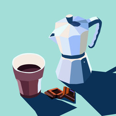 Coffee maker and cup. Vector eps10 illustration