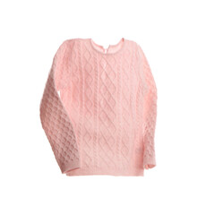Pink sweater isolated on white. Stylish clothes