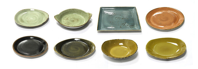 set of plate on white background