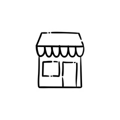 Coffee shop store doodle vector icon. Cafeteria symbol. Hand drawn illustration.