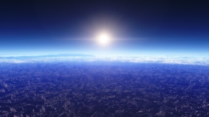 Cosmic landscape, beautiful science fiction wallpaper with endless deep space. 3D render