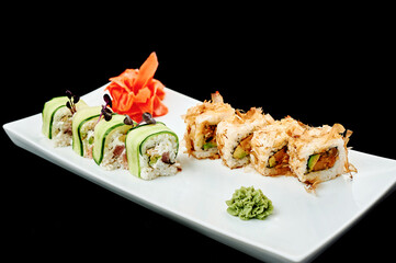 tasty rolls in a big white plate