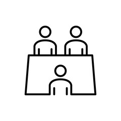 Concepto de negocios. Símbolo de trabajo en equipo. Icono plano lineal en color negro