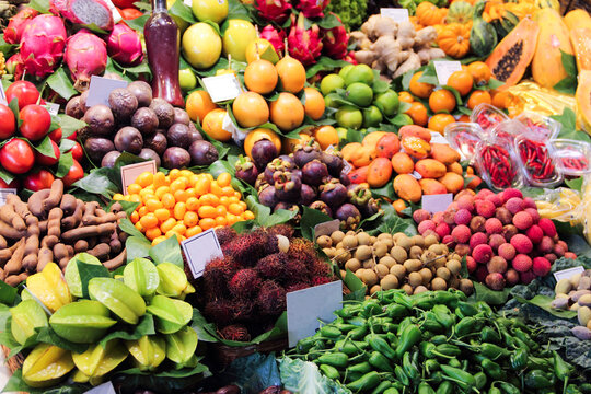 Tropical fruits stall at the market