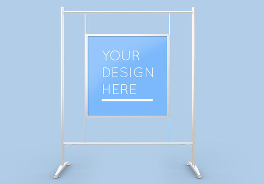 Square Poster Advertising Display Stand Mockup with Editable Background