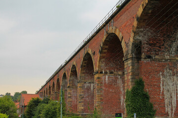 Obraz premium A red brick railway viaduct at Yarm, North Yorkshire
