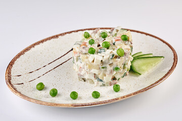 big tasty food lies on white plate on isolate