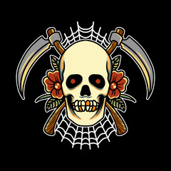 skull reaper tattoo vector design for merchandise