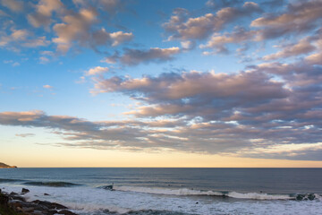 dusk Florianopolis beach, Hill of Stones, with space for writing