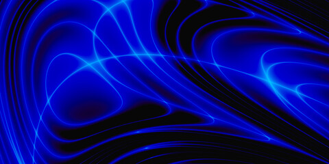 Naklejka premium Volumetric 3D abstract space with black and blue color