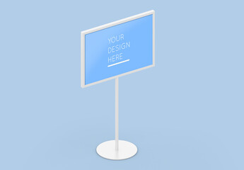 Isometric Freestanding Horizontal Advertising Stand Board Mockup with Editable Background