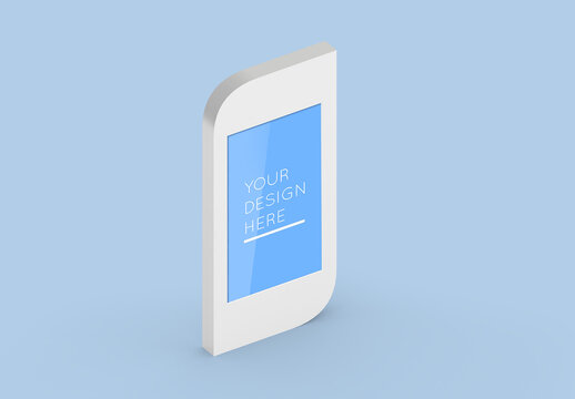 Isometric Digital Advertising Stand Mockup with Editable Background