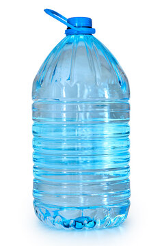 One blue five-liter bottle with drinking water.