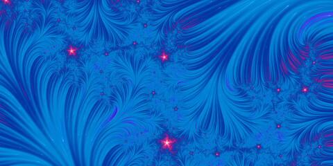 Fototapeta na wymiar Blue fractal with pink star, beauty background