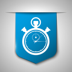 Stop watch icon on blue book bookmark, illustration