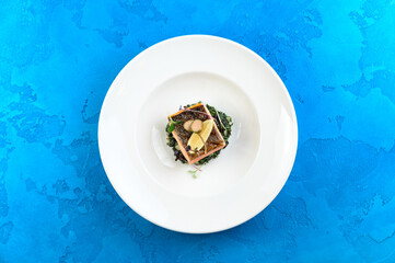 healthy meat for a dinner on a blue background