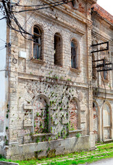 Old abandoned, dilapidated church, fragment of the synagogue building