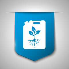 Eco Fuel container jerrycan. Gasoline canister. Illustration isolated on blue background.