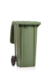 Studio shot of a green dustbin