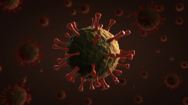 3D Animation Coronavirus new sars cov 2 concept responsible for covid-19 asian flu outbreak and coronaviruses influenza epidemic and pandemic. Microscope virus close up render.
