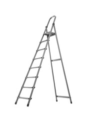 Modern metal stepladder isolated on white. Construction tool