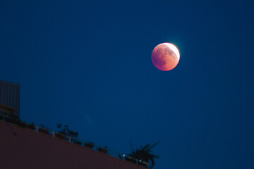 Total lunar eclipse on July 27 2018 seen from Zadar in Croatia