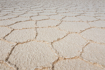 Morning light over Uyuni salar dry ground and textures. South of Bolivia.