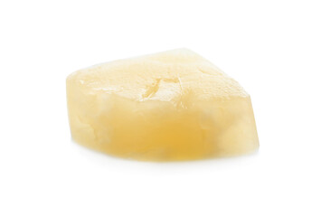Piece of canned pineapple isolated on white