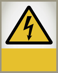 Sign warning danger high voltage, caution card blank
