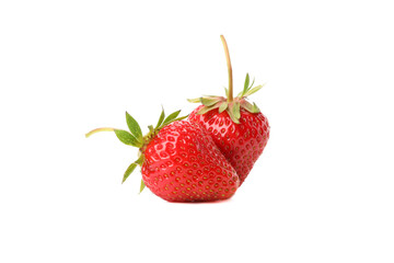 Tasty red strawberry isolated on white background. Summer berry