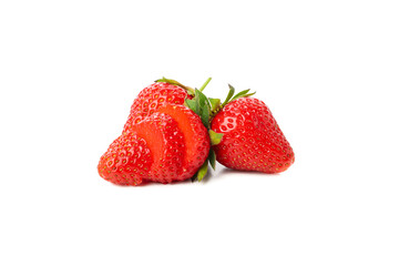 Tasty red strawberry isolated on white background. Summer berry